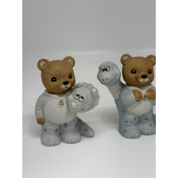 HOMCO VTG Teddy Bear Figurines – Set of 3 Porcelain Bears Dinosaur Pajamas 2.75" - Picture 3 of 7